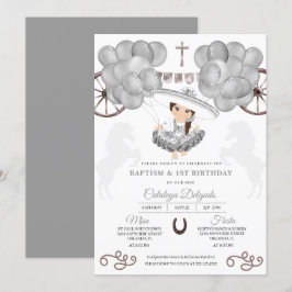 Silver Balloons Mexicaans Baby Charra Bautizo Kaart