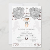 Silver Balloons Mexicaanse Baby Boy Charro Baptism Kaart (Voorkant)