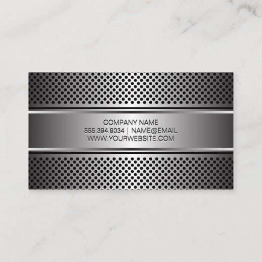 Silver Banner | Metallic zilver geperforeerd vlees Visitekaartje (Achterkant)
