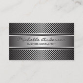Silver Banner | Metallic zilver geperforeerd vlees Visitekaartje (Voorkant)