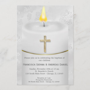 Silver Baptism Candle Kaart
