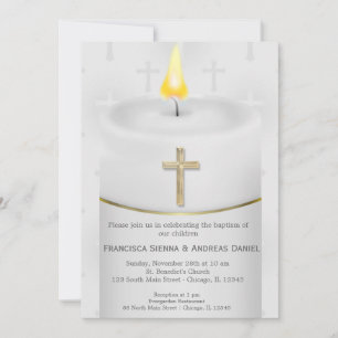 Silver Baptism Candle Kaart
