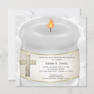 Silver Baptism Candle Kaart