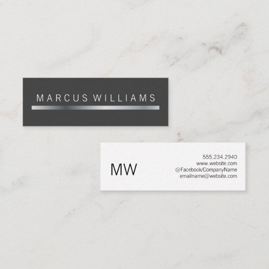 Silver Bar Accent van bedrijf Mini Visitekaartje (Voorkant / Achterkant)