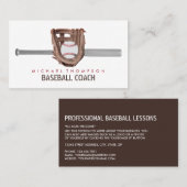 Silver Baseball Bat & Gear, Baseball Player, Coach Visitekaartje (Voorkant / Achterkant)