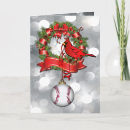 Silver Baseball Red Bird Feestdagen Kaart