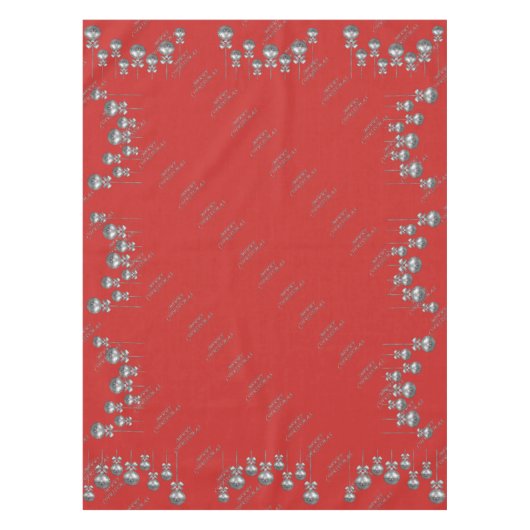 Silver Bauble Design Red Kerstmis Tablecloth Tafelkleed (Voorkant)