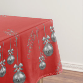 Silver Bauble Design Red Kerstmis Tablecloth Tafelkleed