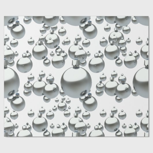 Silver Bauble Pattern-kerstakelpapier Cadeaupapier (Vlak)