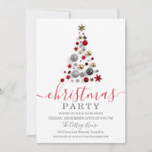 Silver Bauble Tree Holiday Christmas Glitter Kaart (Voorkant)