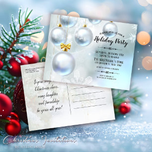Silver Baubles Snow Wonderland Kerstfeest Uitnodiging Briefkaart
