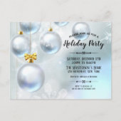 Silver Baubles Snow Wonderland Kerstfeest Uitnodiging Briefkaart (Voorkant)