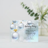 Silver Baubles Snow Wonderland Kerstfeest Uitnodiging Briefkaart (Staand voorkant)