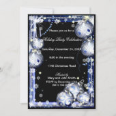 Silver Baubles Snowflakes Kerstfeest Uitnodigen Kaart (Voorkant)