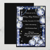 Silver Baubles Snowflakes Kerstfeest Uitnodigen Kaart (Voorkant / Achterkant)