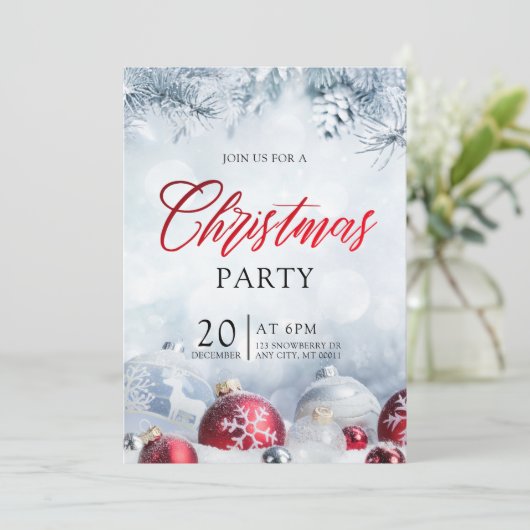 Silver Baubles Snowflakes Kerstfeestdag Kaart (Staand voorkant)