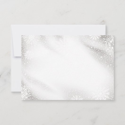 Silver Baubles Snowflakes kerstfeestdag RSVP Kaartje (Achterkant)