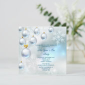Silver Baubles & Snowflakes nieuwjaarsfeest Kaart (Staand voorkant)