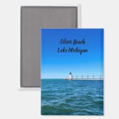 Silver Beach Lighthouse - Lake Michigan Magneet (Voorkant / Achterkant)