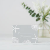 Silver Beach Theme Seashells Wedding Place Card Plaatskaartje (Staand voorkant)