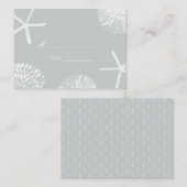 Silver Beach Theme Seashells Wedding Place Card Plaatskaartje (Voorkant / Achterkant)