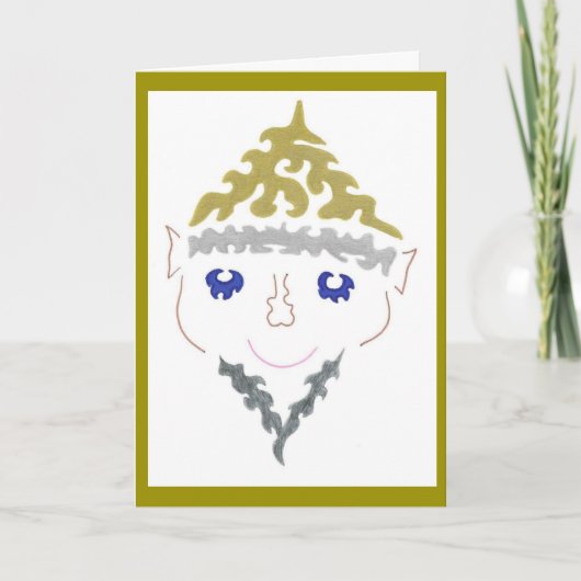 Silver Beard Christmas Elf Kaart (Voorkant)