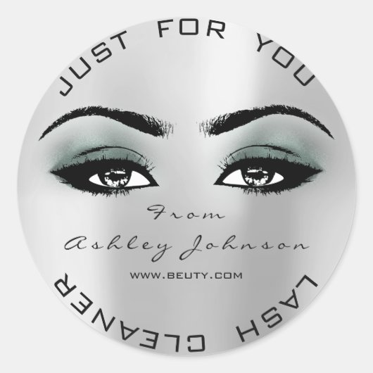 Silver Beauty Glitter Blauwgroen Lash Make-up Clea Ronde Sticker (Voorkant)