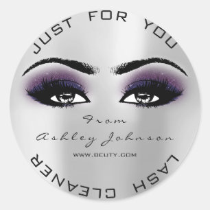 Silver Beauty Glitter Paarse Lash Makeup Cleaner Ronde Sticker