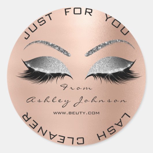 Silver Beauty Salon Glitter Roos Gold Lash Cleaner Ronde Sticker (Voorkant)