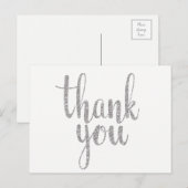 Silver bedankt briefkaarten, glitter briefkaart (Voorkant / Achterkant)