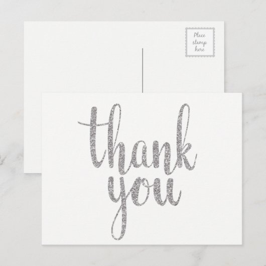Silver bedankt briefkaarten, glitter briefkaart (Voorkant / Achterkant)