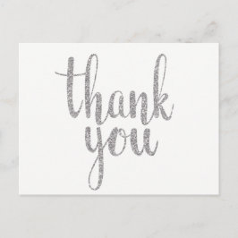 Silver bedankt briefkaarten, glitter briefkaart