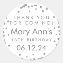 Silver Bedankt Verjaardag Glitter Confetti Wit