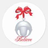 Silver Bell Believe Ronde Sticker (Voorkant)