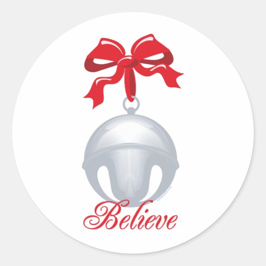 Silver Bell Believe Ronde Sticker (Voorkant)