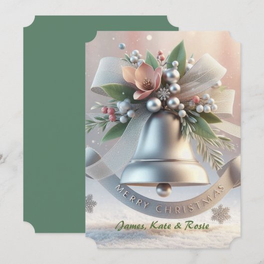 Silver Bell kerstwensen Feestdagenkaart (Voorkant / Achterkant)