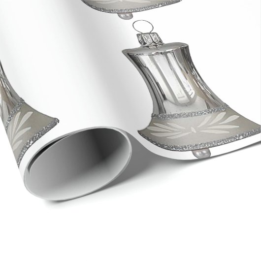 Silver Bell White Wrapping Paper Cadeaupapier (Rol Hoek)