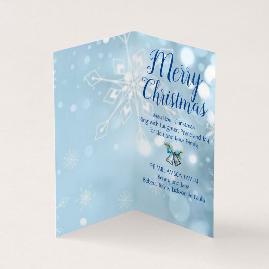 Silver Bells Blue Modern Holly Waterverf Kaart (Binnen)