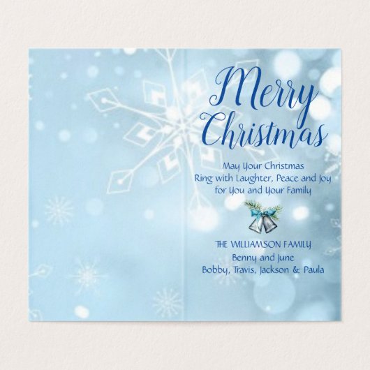 Silver Bells Blue Modern Holly Waterverf Kaart (Binnenkant ongevouwen)