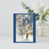Silver Bells en Church Vintage Kerstmis Feestdagenkaart (Staand voorkant)