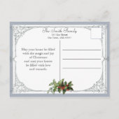  Silver Bells en Holly Feestdagenkaart (Achterkant)