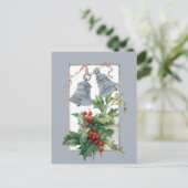 Silver Bells en Holly Feestdagenkaart (Staand voorkant)