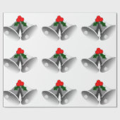 Silver Bells en Holly Wrapping Paper Cadeaupapier (Vlak)