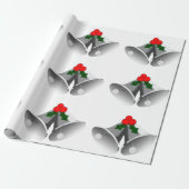 Silver Bells en Holly Wrapping Paper Cadeaupapier (Uitgerold)