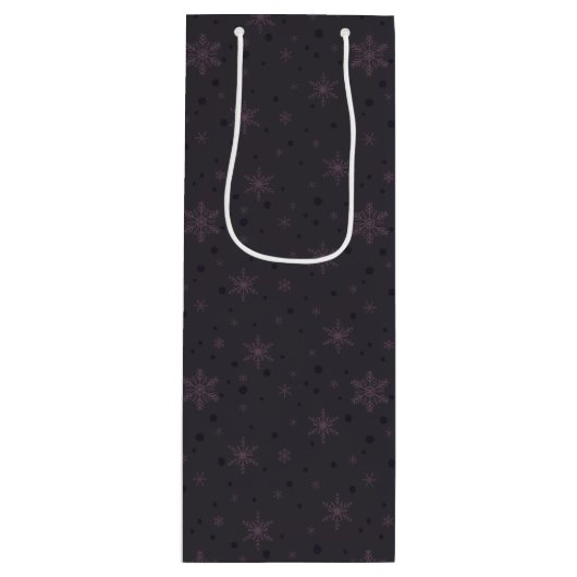 Silver Bells en Paarse Bow Snowflakes Wijn Cadeautas (Voorkant)