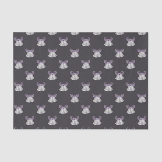 Silver Bells en Paarse Bows Tissuepapier (Voorkant)