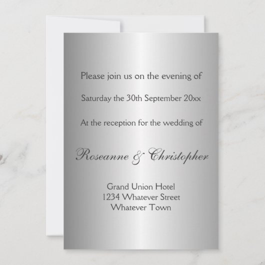 Silver Bells Evening Reception Weddenschap Kaart (Achterkant)