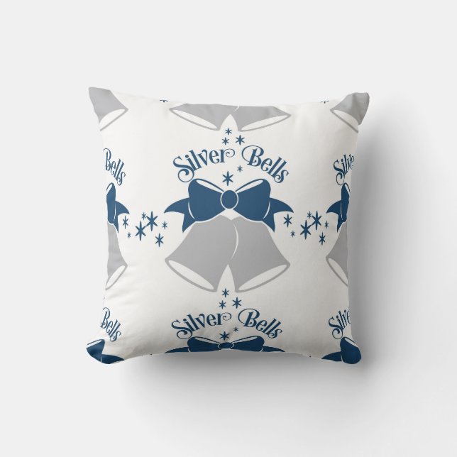 Silver Bells/Geometric Blue Pillow Kussen (Voorkant)