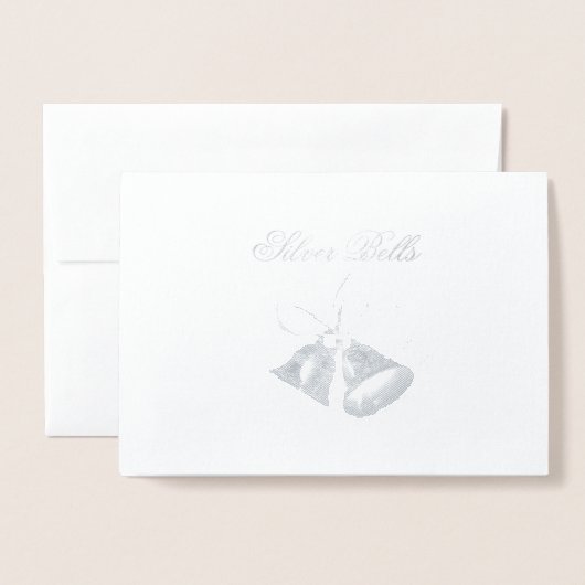 Silver Bells Gold Foil Christmas Kaart (Voorkant met envelop)
