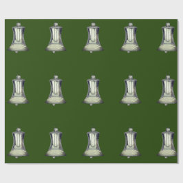Silver Bells Green Wrapping Paper Cadeaupapier